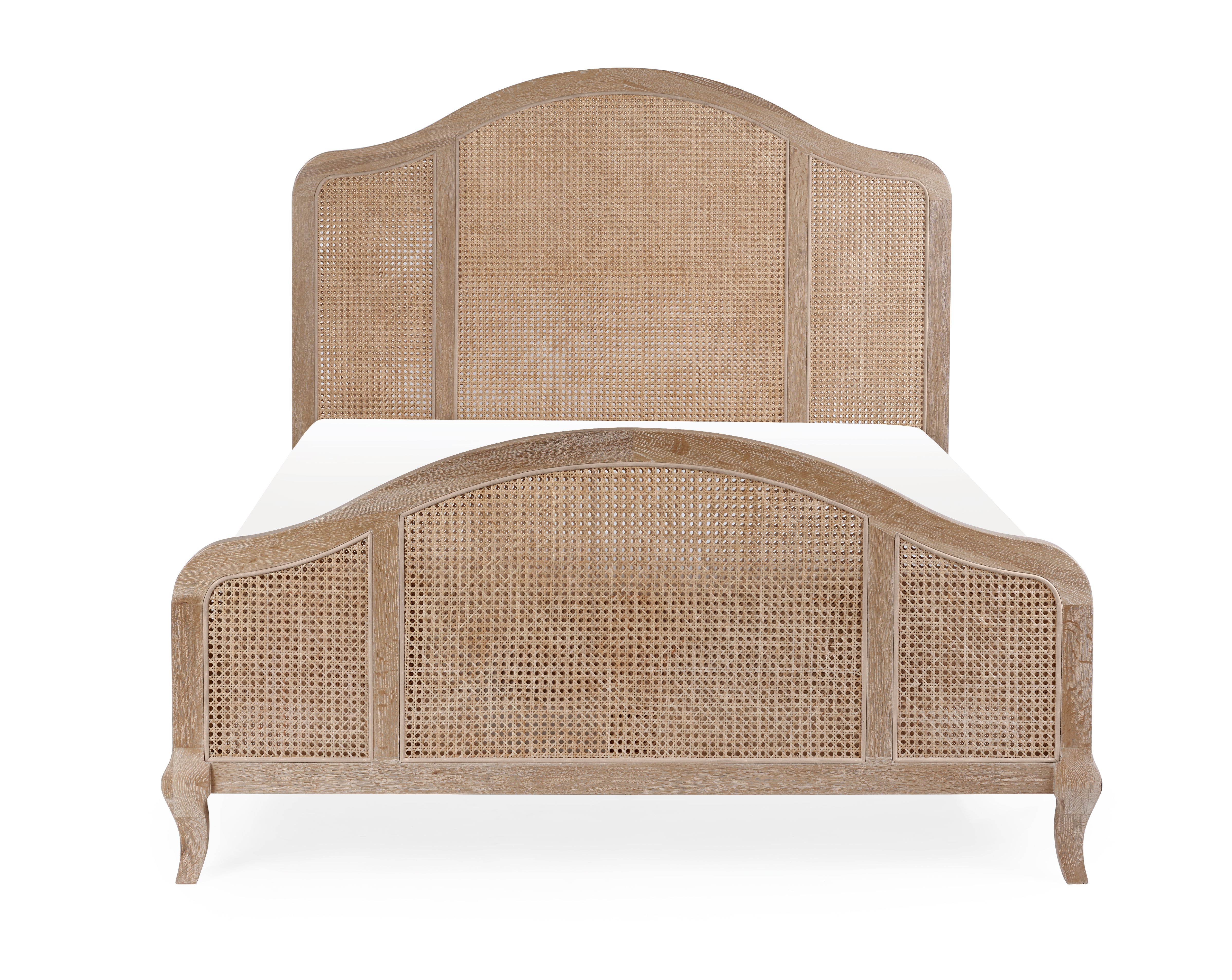 Ascot Light Oak Wood & Rattan King Bed